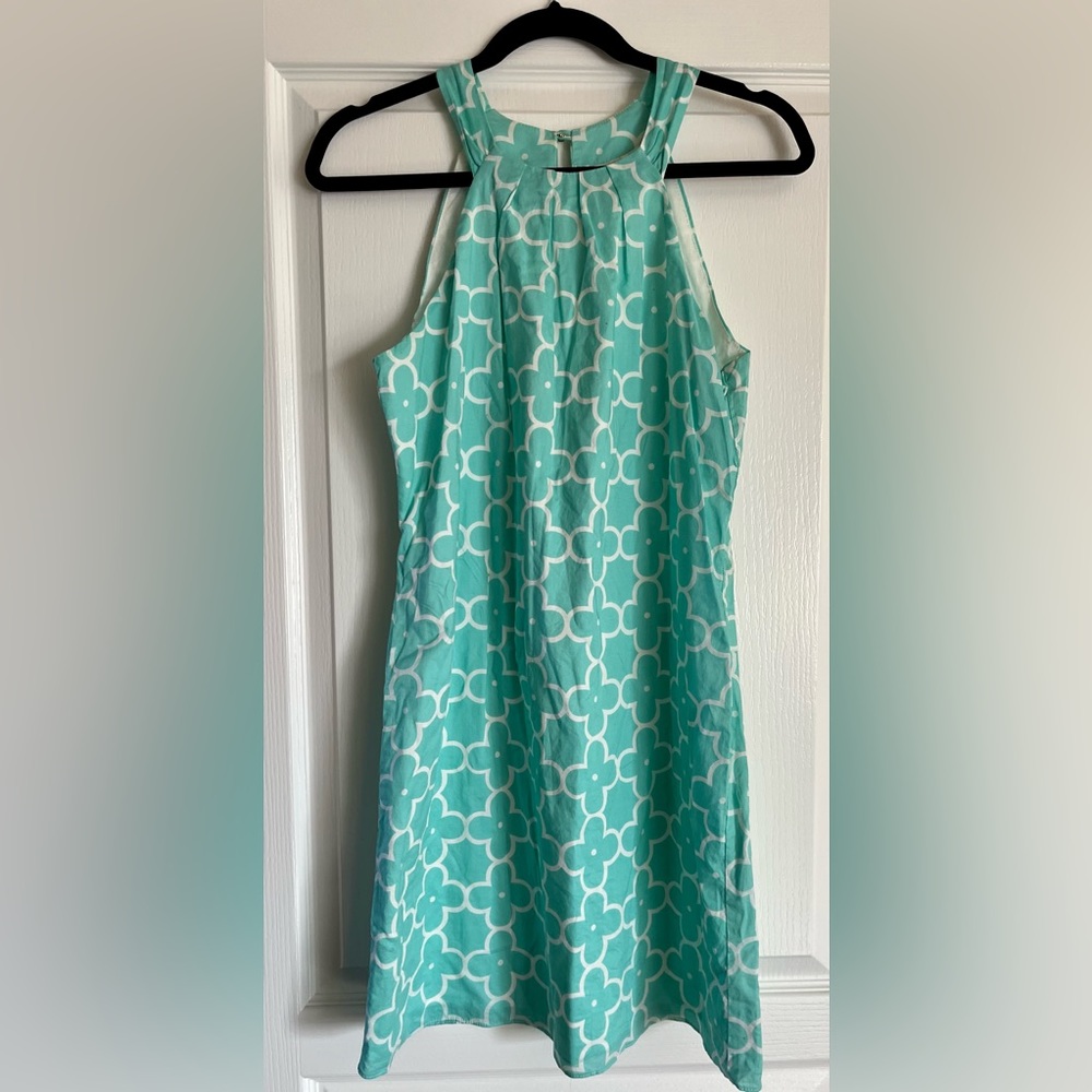 Skirting Around Retro Pattern Halter Neck Dress, Women’s 10